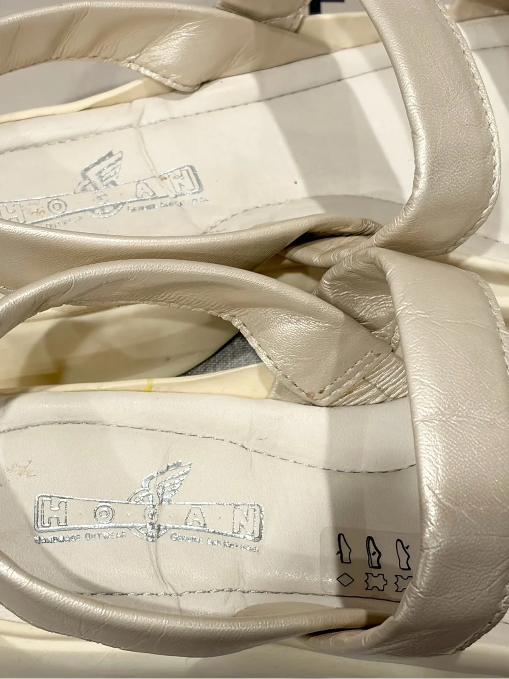 New in Box HOGAN Pearly Ivory Leather Slingback Sandals US9 EU39 Italian $495